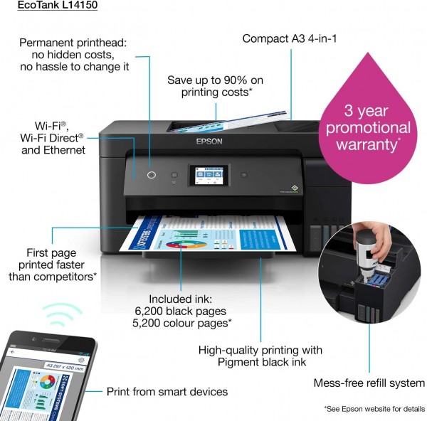 Epson MFP EcoTank L14150 A3+ Print/Scan/Copy/Fax Wi-Fi