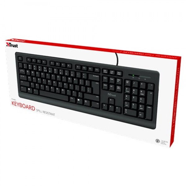 Trust Primo Full-size keyboard with silent keys and spill-resistant...